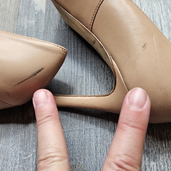 LK Bennett Nude Pumps Floret Leather Pointed Toe Courts - Picture 9 of 14